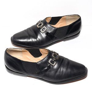 Boutique Franco Vintage Leather Loafers with Silver Accents
